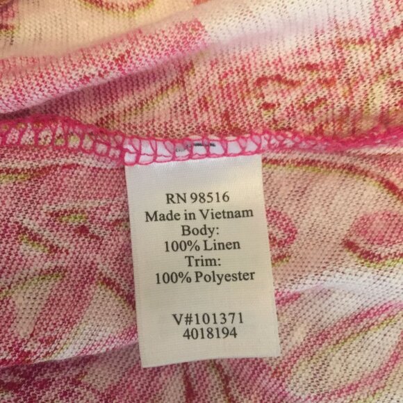 Coldwater Creek Tunic Top Womens M 10-12 Pink Floral Print Linen/Poly 3/4 Sleeve - Picture 4 of 8